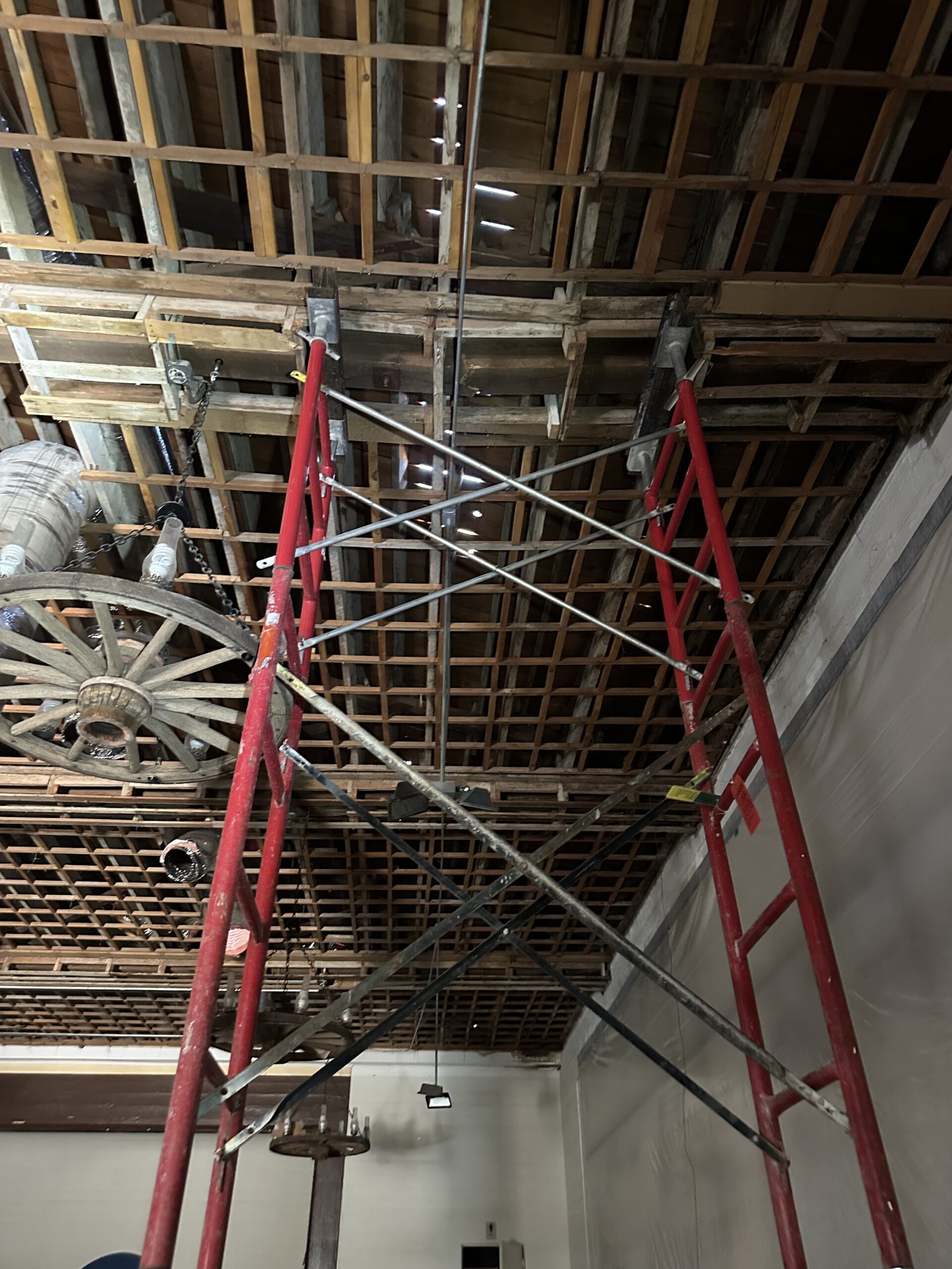 Ceiling renovation inside the auditorium of the former Lehi Middle School in Mesa, as the Mesa Historical Museum prepares for a creation of the Play Ball museum dedicated to spring training baseball in Arizona. (Photo provided by The Mesa Historical Museum)