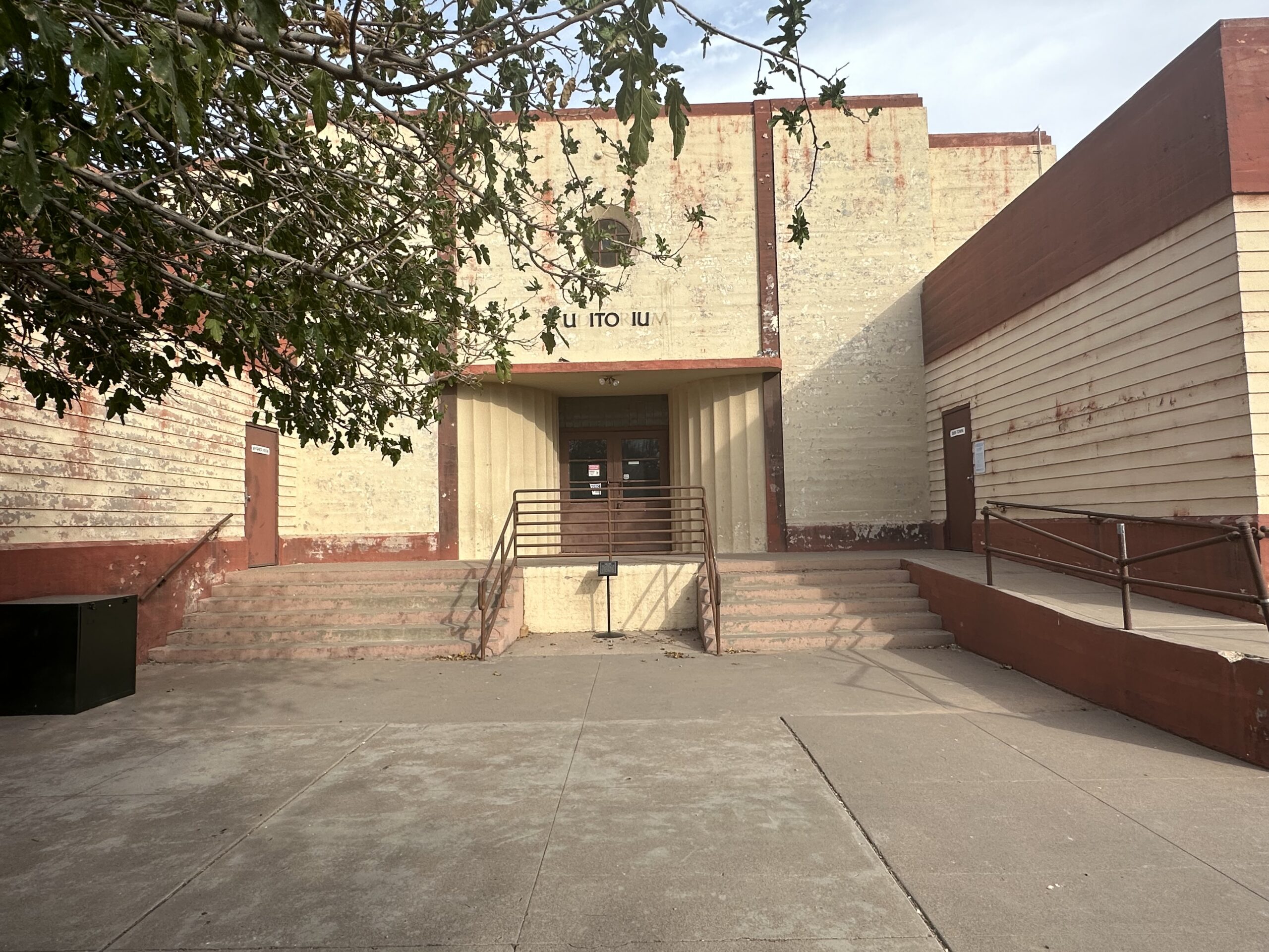 The exterior auditorium of the former Lehi Middle School in Mesa, as the Mesa Historical Museum prepares for a creation of the Play Ball museum dedicated to spring training baseball in Arizona. (Photo provided by The Mesa Historical Museum)