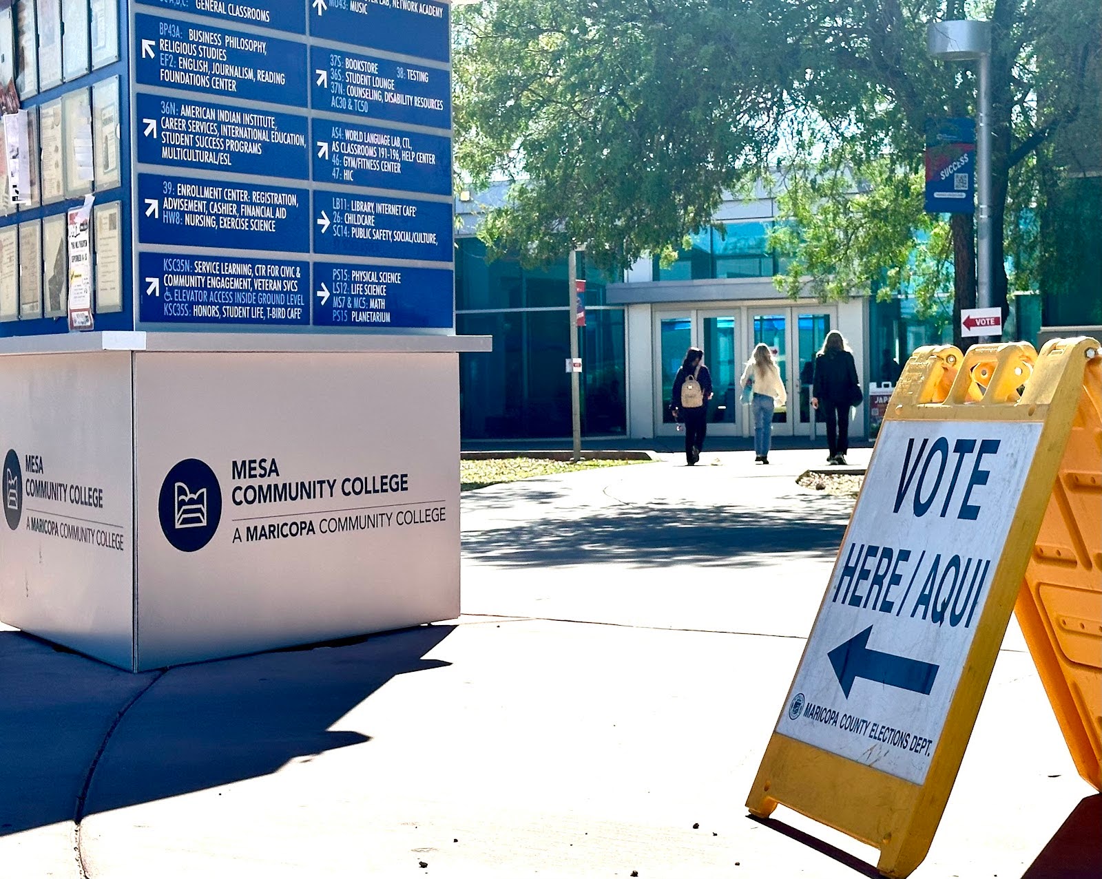 Students visit the Mesa Community College ballot drop off location to cast their vote on Oct. 30, 2024. (Micaela Gutierrez/The Mesa Legend)