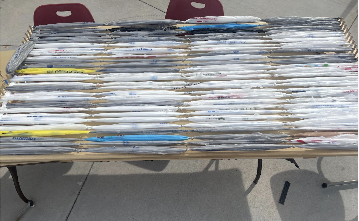 A sleeping mat in the process of being built. Each mat uses upwards of 108 plastic bags. (Photo: Autumn Samsal/The Legend)