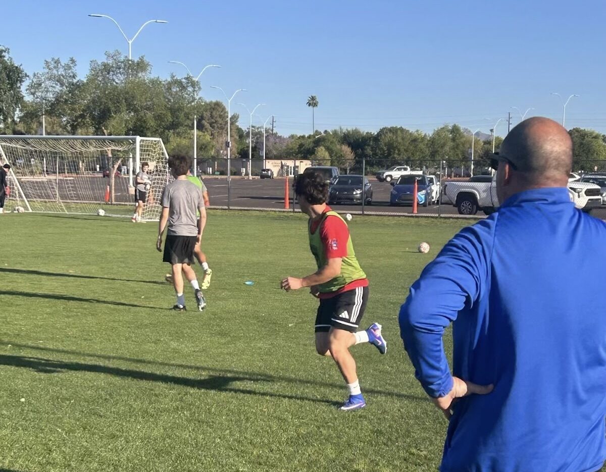 Brian spends hours a day on the field carefully supervising and mentoring the Thunderbirds men's soccer team. (Photo: Erick Romero)