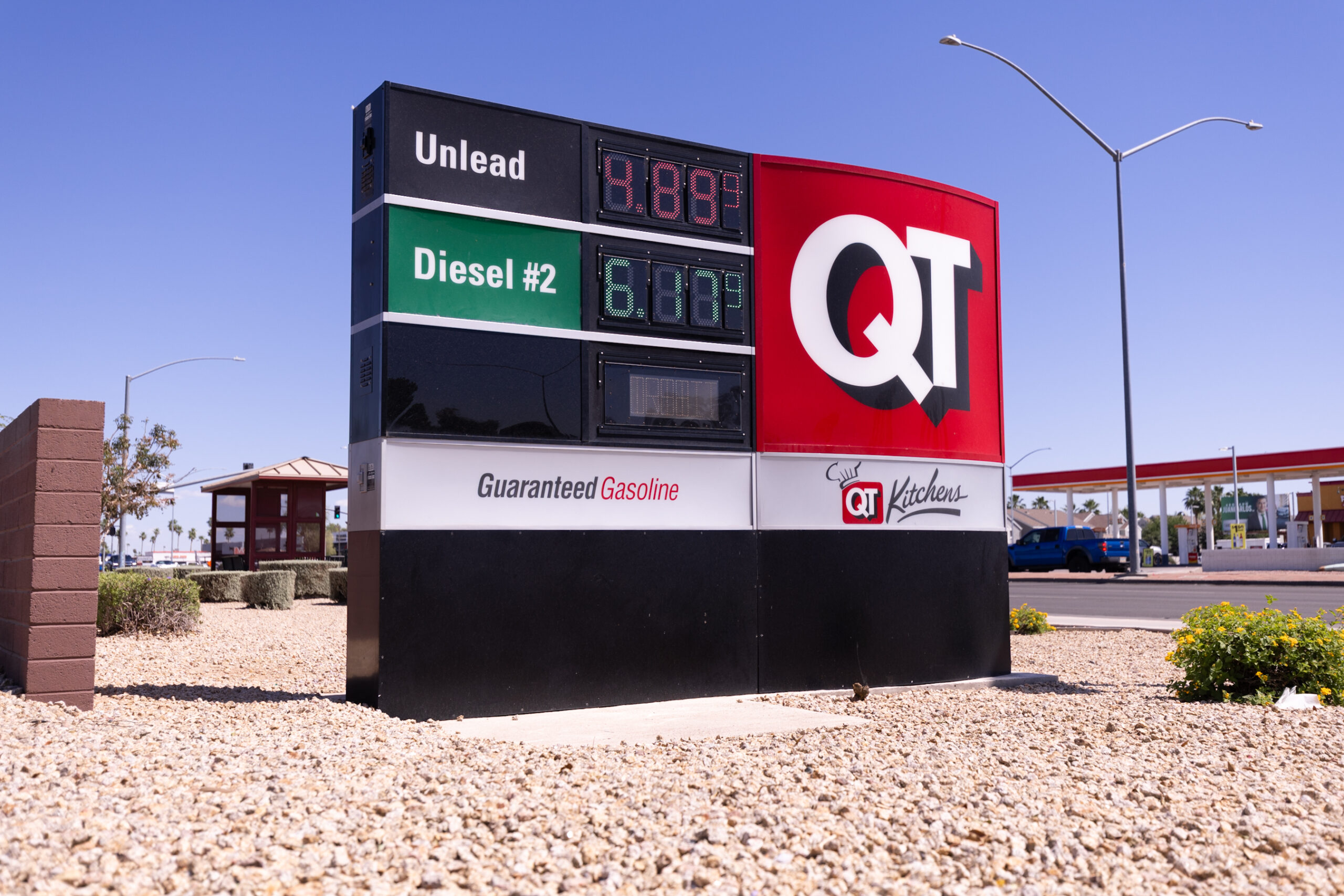 Gas prices at a Quiktrip station in Mesa, AZ on April 7, 2026. Arizona's statewide average is $4.57 per gallon as of April 21, according to AAA, over one dollar more than the statewide average in 2025. (Photo: Angel Marcos)